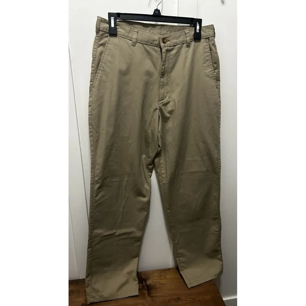 Puritan Men's Pants Size 32‎ x 32 Flat Front Khakis Beige Straight Fit Career